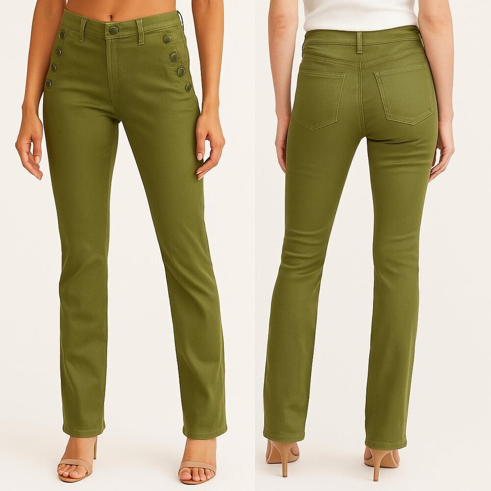 Ramy Brook Coated Helena Skinny Pants Olive Green Size 26